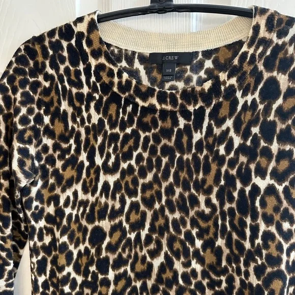 J.Crew Leopard Print Crewneck Wool Sweater – Size XXS - Picture 2 of 5